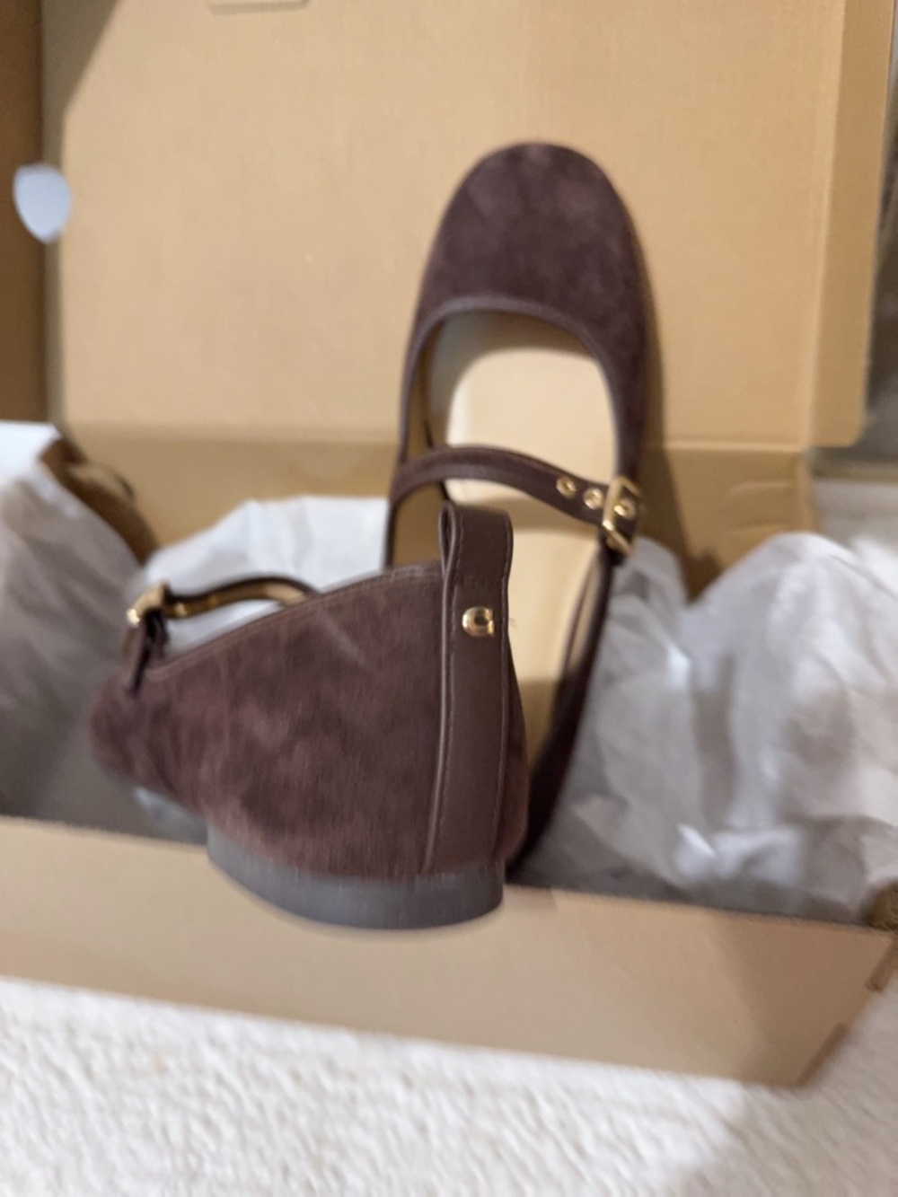 Coach Women's Brown Suede Mary Jane Flats - Picture 5 of 6